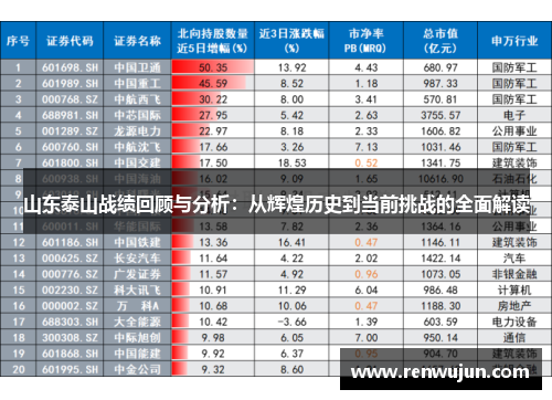 山东泰山战绩回顾与分析：从辉煌历史到当前挑战的全面解读